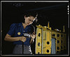 Drilling horizontal stabilizers: operating a hand drill, this woman worker at Vultee-Nashville is shown working on the horizontal stabilizer for a Vultee "Vengeance" dive bomber, Tennessee. The "Vengeance" (A-31) was originally designed for the French. It by The Library of Congress