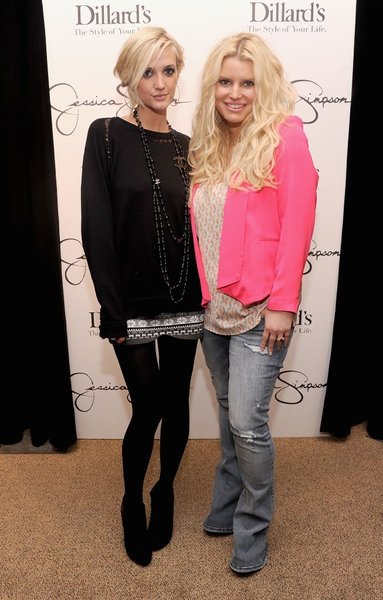 Ashlee and Jessica Simpson promoting the Jessica Simpson Collection last month.