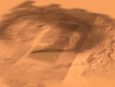 bird's eye view of Curiosity's landing site on Mars: Gale crater