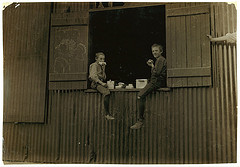 Lunch Time, Economy Glass Works, Morgantown, W. Va. Plenty more like this, inside.  Location: Morgantown, West Virginia. (LOC)