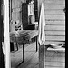 Washstand in the dog run and kitchen of Floyd Burroughs' cabin. Hale County, Alabama (LOC)