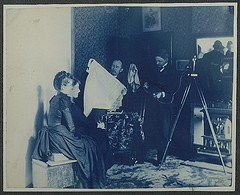 [Two unidentified women being photographed] (LOC)