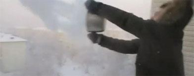 Photo: How cold is it in Siberia? 

Watch this guy toss a potful of boiling water off a balcony, and see it turn to snow before it hits the ground. 

VIDEO: http://yhoo.it/RGzmeI