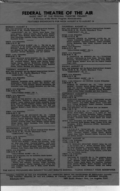 Image 1 of 1, Radio Broadcast Schedules - 1938