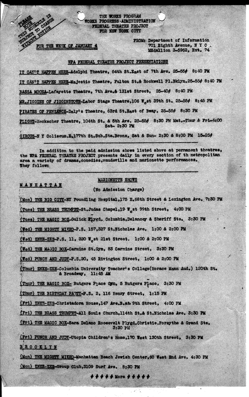 Image 1 of 12, Adv. and Pub. - Jan 1937 - WPA-FTP Presentations -