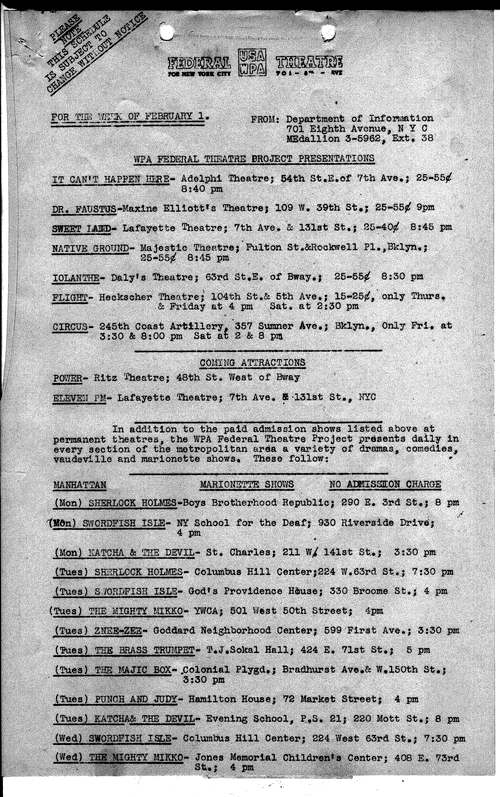 Image 1 of 12, Adv. and Pub. - Feb 1937 - WPA-FTP Presentations -