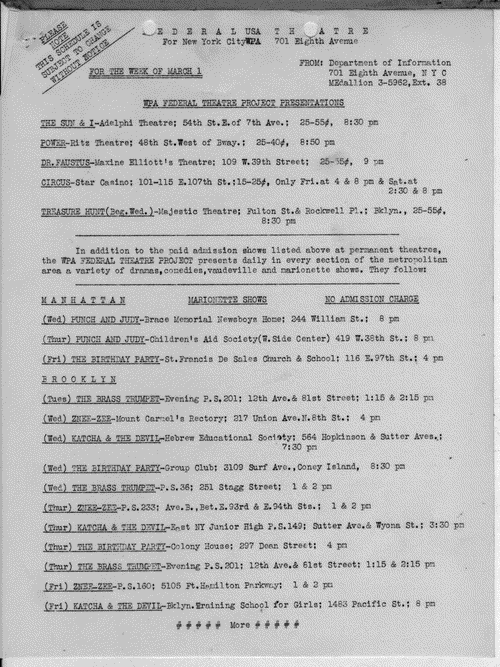Image 1 of 17, Adv. and Pub. - Mar 1937 - WPA-FTP Presentations -