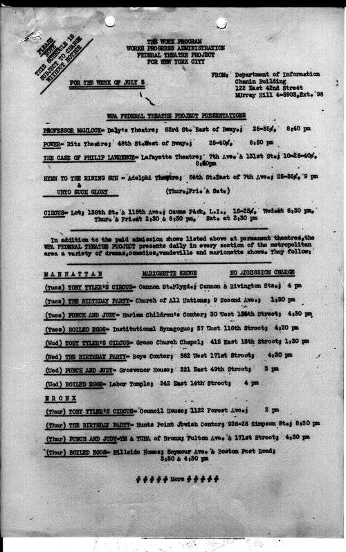 Image 1 of 11, Adv. and Pub. - Jul 1937 - WPA-FTP Presentations -
