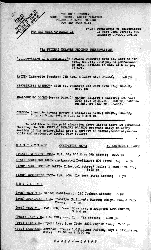 Image 1 of 12, Adv. and Pub. - Mar 1938 - WPA-FTP Presentations -