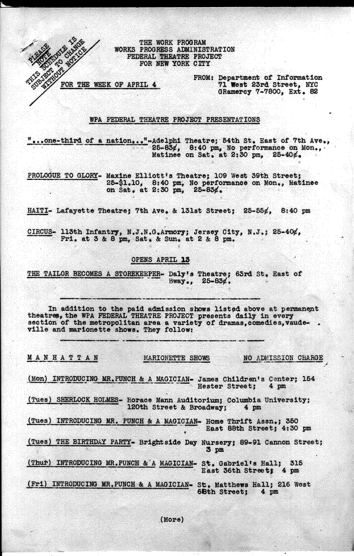 Image 1 of 18, Adv. and Pub. - Apr 1938 - WPA-FTP Presentations -