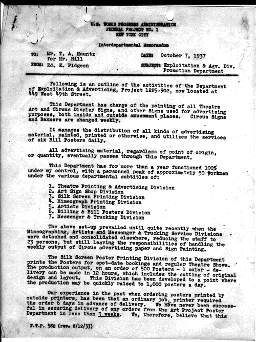 Image 1 of 10, Correspondence - 1937 - Promotion - Pidgeon, Ed - 