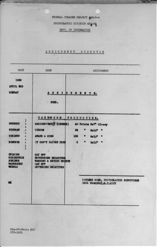 Image 1 of 67, Assignment Schedules - Apr-Jul 1939 - Photo Divisi