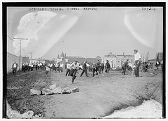 Strikers stoning guards, Bayonne  (LOC)
