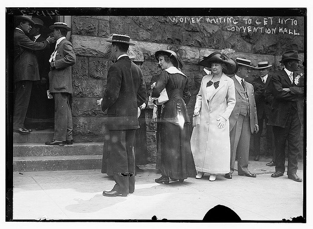 Women waiting to get into Convention Hall (LOC)