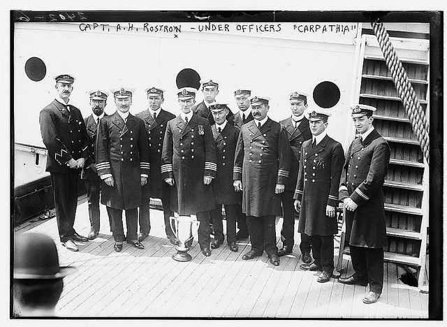 Capt. Rostron & under officers of CARPATHIA [ship] (LOC)