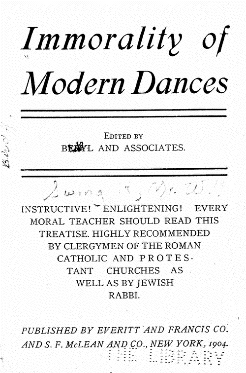 , Immorality of modern dances,