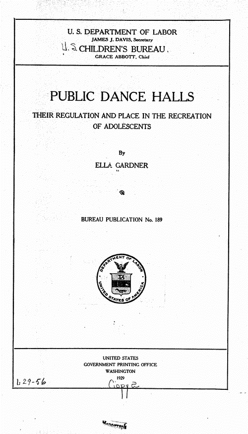 , Public dance halls, their regulation and place in 