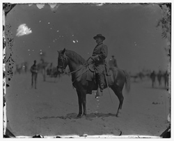 Washington. D.C., vicinity. Maj. Gen. Alexander M. McCook on horseback, Brightwood, 1864 July