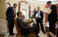 President Obama Works With Senior Advisors In The Oval Office