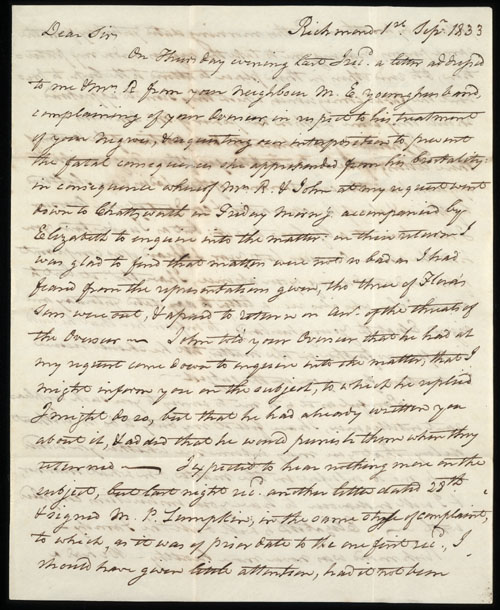 Image 1 of 4, John Rutherford to William B. Randolph on the slav