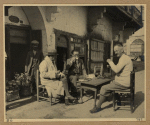 John Whiting (right) with Eric Matson (left) and Dr. Fevzi Osman, share breakfast at a coffee shop