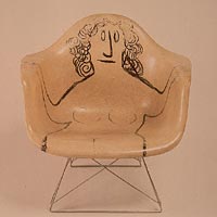 Chair with drawing by artist Saul Steinberg