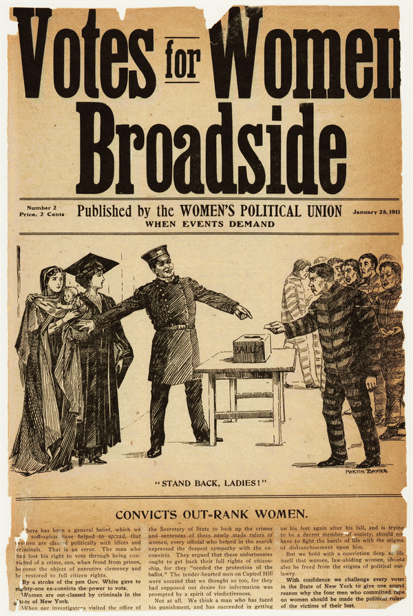 Image 1 of 2, Votes for Women Broadside. Women's Political Union