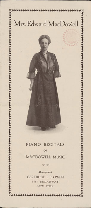 Mrs. Edward MacDowell: piano recitals of MacDowell music, ca. 1920. 
