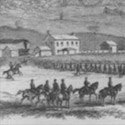 The Rebel forces under General Jackson advancing upon the Rappahannock Station at the river