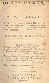 Image: Title page of Olney Hymns in Three Books, 1795