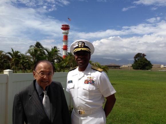Senator Inouye and Rear Admiral Frank Ponds, Commander, Navy Region Hawaii
