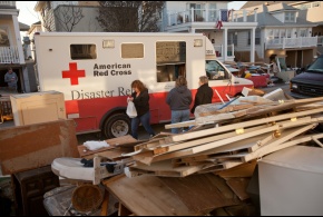 The American Red Cross delivers food to Hurricane Sandy survivors in a Long Island neighborhood.