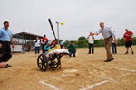 Grassley pitches to Maddie Landwehr at a softball tourment