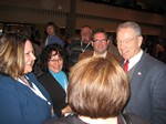 Grassley talks with Iowa reporters at the Iowa Newspaper Association Convention