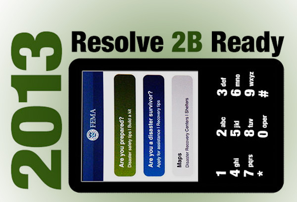 Resolve 2B Ready 2013 - Cellphone screen shot of FEMA's Mobile Application