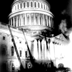 The 1930 fire near the dome of the Capitol