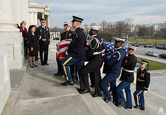 Honor Guard carries Senator Inouye into the U.S. Capitol for Lying in State