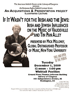 2009 Botkin Lecture Flyer for Mick Moloney