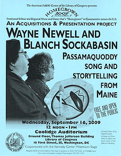 Wayne Newell and Blanch Sockabasin flyer