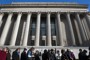 (Katherine Frey/ The Washington Post ) - Folks brave wind chill temperatures in the 20's to get a rare glimpse of the Emancipation Proclamation at the National Archives on its 150th anniversary Sunday, December 30, 2012 in Washington, D.C.