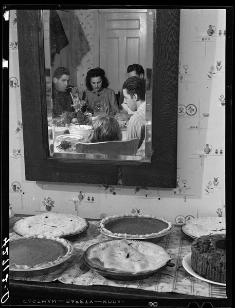 Pumpkin pies and Thanksgiving dinner at the home of Mr. Timothy Levy Crouch, a Rogerine Quaker living in Ledyard, Connecticut