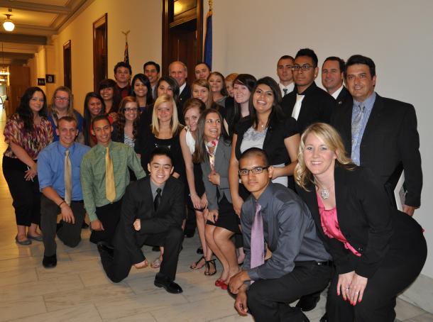Senator Coats with Ivy Tech Community College Students from Lafayette