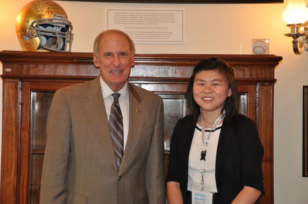 Senator Coats with National Peace Essay Contest Winner