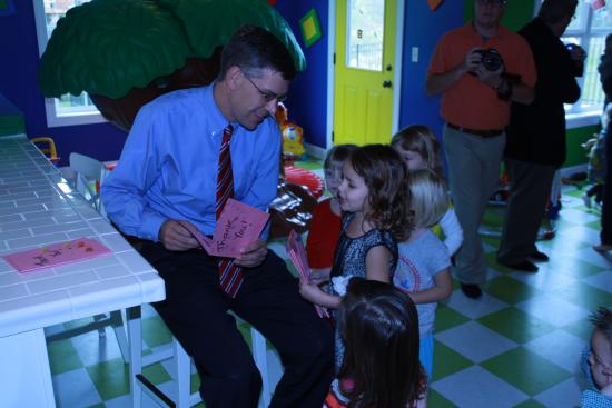 Rep. Paulsen talks with kids at Lily Pad Daycare in Maple Grove.