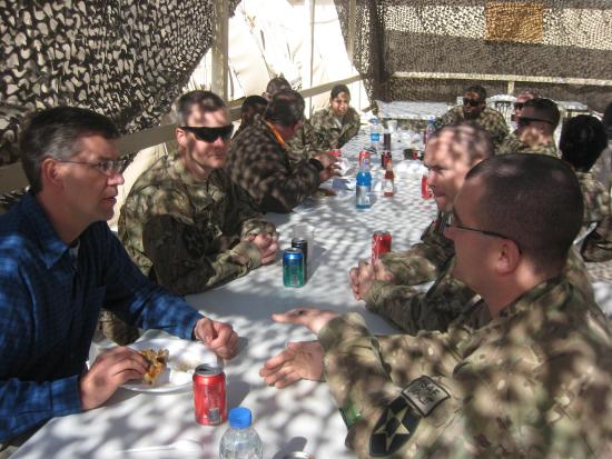 Rep. Paulsen spends time with soldiers from Minnesota during a Thanksgiving trip to Afghanistan. 