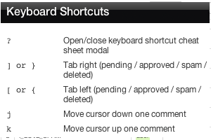 Keyboard shortcuts for faster moderation