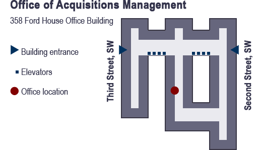 map showing location of Procurement office in the Ford Building