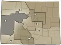 Map of Colorado highlighting the West Slope region