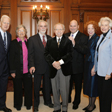 Gathering in the Librarian’s ceremonial office are Dr. Billington, Katherine Paterson and her husband, John, John Cole, Jon Scieszka and his wife, Geri, and Mrs. Billington.