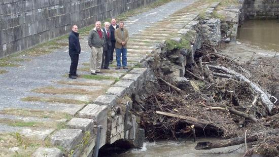 Rep. Bartlett reviews damage to the C&O Canal towpath at the Cushwa Basin in Washington County